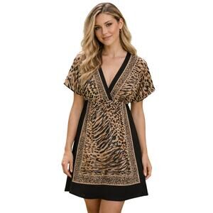 One Clothing Animal Print Mini Dress Sz Small Zebra Cheetah Beach Cover Up EUC